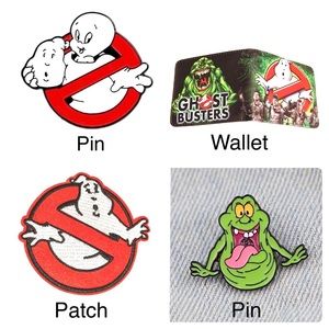Really Nice Ghostbusters Wallet Patch and Enamel Pins Set Slimer Casper